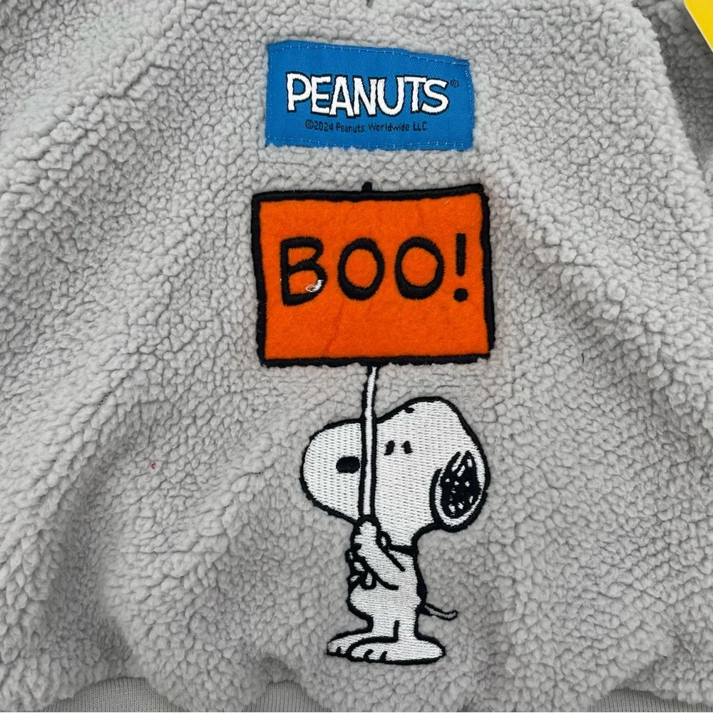 Peanut's SNOOPY HALLOWEEN BOO Dog Sz. SMALL Sherpa Hoodie Jacket‎ Coat Costume